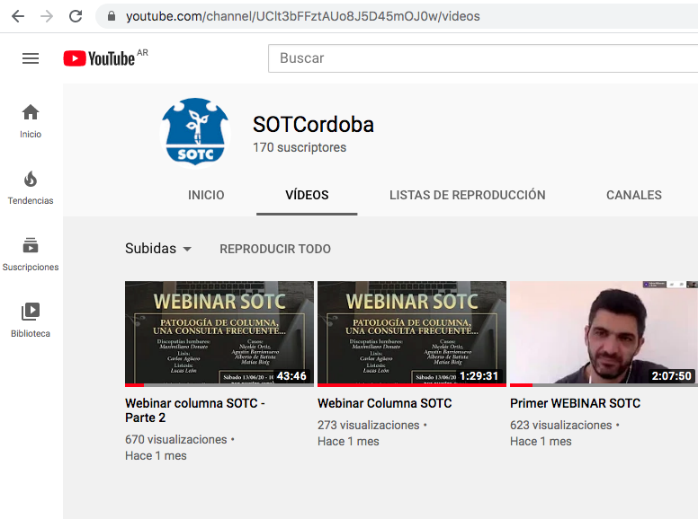 Canal de YouTube de la SOTC